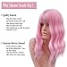Goodly Short Curly Wavy Wigs with Air Bangs for Women Synthetic Women’s bob curly wig for Daily Party Cosplay 14 Inch(pink)