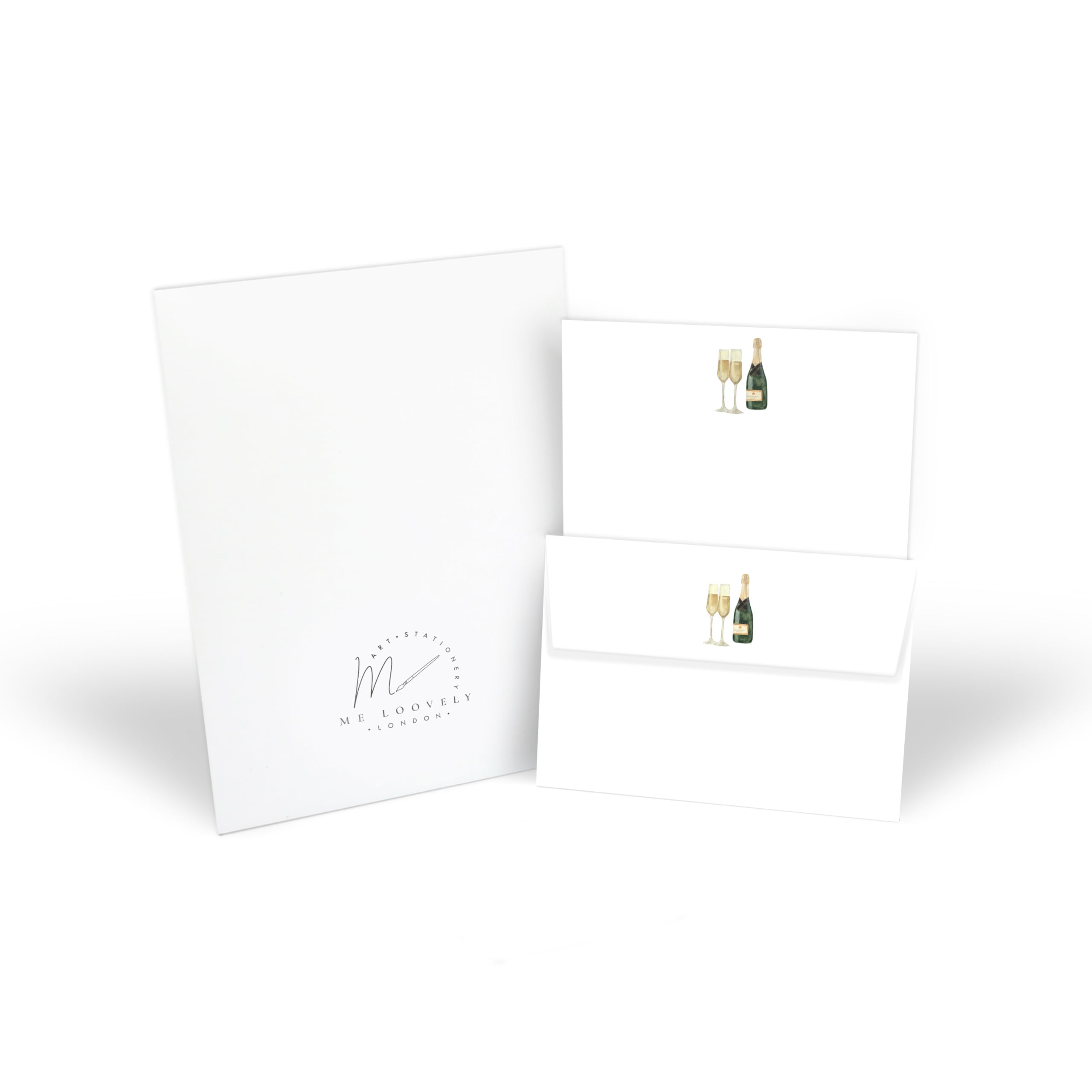Me Loovely Champagne Celebration Letter Writing Paper and Envelopes Set A5 Size Papers Stationery Supplies | (10 Letters & 10 Envelopes with Gift Envelope)