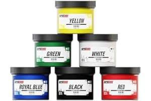 Rapid Cure® Standard Screen Printing Ink Kit - 6 Color Plastisol Ink for Screen Printing Fabric - Low Temperature Curing 8 oz