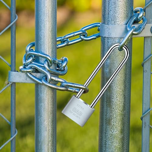 Elvyagod Lengthened Padlock with 4 Keys, 6.4 Inch Long Shackle Padlock Heavy Duty Lock Waterproof High Security Outdoor Padlock for Warehouses Container Doors Garage Shed