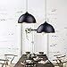 Frideko Industrial Pendant Light - 2 Pack Vintage Hanging Lighting Fixuture with Black Metal Dome Lamp Shade for Kitchen Island Retaurant (Black Outside Gold Inside)
