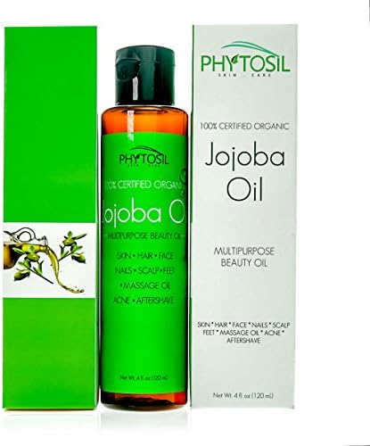 Jojoba Oil – Non Greasy Facial Oil - 100% Organic – Multi-Purpose Beauty Oil for Face, Hair, Body, Wrinkles, Stretch Marks, Cracked Feet, Scars, Skin, Nails- Phytosil 4 OZ