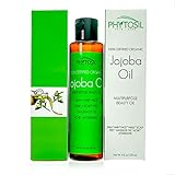 Jojoba Oil – Non Greasy Facial Oil - 100% Organic – Multi-Purpose Beauty Oil for Face, Hair, Body, Wrinkles, Stretch Marks, Cracked Feet, Scars, Skin, Nails- Phytosil 4 OZ