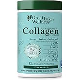 Great Lakes Wellness Sustainable Marine Collagen Peptides Powder for Skin, Hair, Nails, Joints & Digestion - Unflavored - Quick Dissolve Hydrolyzed, Wild Caught, MSC Certified, Non-GMO, Kosher - 8 oz