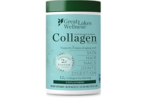 Great Lakes Wellness Sustainable Marine Collagen Peptides Powder for Skin, Hair, Nails, Joints & Digestion - Unflavored - Quick Dissolve Hydrolyzed, Wild Caught, MSC Certified, Non-GMO, Kosher - 8 oz