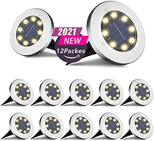 Otdair Solar Ground Lights, 8 LED Warm Light Outdoor Solar Disk Lights, Waterproof In-Ground Lights, Solar Garden Lights, Landscape Lights for Pathway, Yard, Deck, Patio, Walkway, 12 Packs Otdair Solar Ground Lights, 8 LED Warm Light Outdoor Solar Disk Lights, Waterproof In-Ground Lights, Solar Garden Lights, Landscape Lights for Pathway, Yard, Deck, Patio, Walkway, 12 Packs
