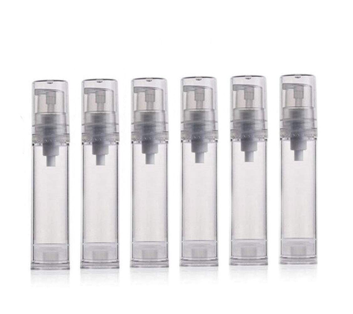 10ML 6PCS Airless Empty Refillable Pump Bottle Airless Vacuum Pump Cream Lotion Bottle Travel Bottles Clear