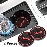 2 Pack 2.75 inch Car Interior Accessories Anti Slip Cup Mat for Jeep Grand Cherokee Wrangler Compass Cherokee Renegade Patriot Grand Comander Decoration,etc All Models (red)