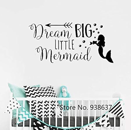 Zgqqq Reve Grand Petite Sirene Citation De Decalque De Mur Amovible Decoration De La Maison Vinyle Sticker Mural Pour Pepiniere Filles Room Decor Stickers Amazon Fr Cuisine Maison