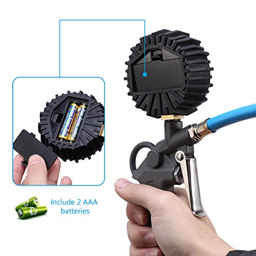 Tire Inflator with Gauge,MagicFour Digital Tire Inflator,Tire Pressure Inflator Accessories for Air Compressor with Air Chuck,Hose and Quick Connect Plug - Thumbnail 2