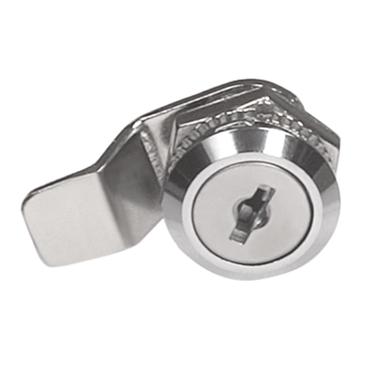 Amig 7739 Nickel Key Lock Letterbox Lock, Metallic Silver, 38 mm folded tongue, Maximum width 7 mm, Includes two keys