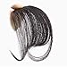 VIOLET Clip in Air Bangs 100% Remy Human Hair with Temples Hand Tied Thin Air Bangs Mini Human Hair Bangs Clip On Hairpiece Flat Fringe Bangs for Women(Black)