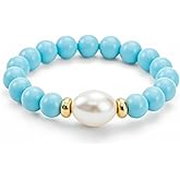 Hoijyun Natural Stone Bead Ring for Women - Adjustable Elastic Stretch Ring Stackable Boho Spiritual Jewelry Gift (Sizes 6-8)