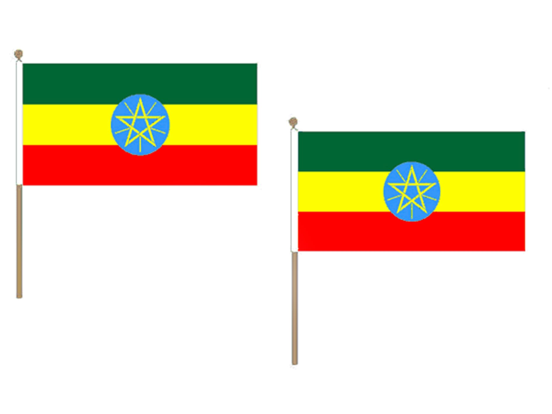 AZ FLAG ETHIOPIA FLAG 12'' x 18'' wood stick - ETHIOPIAN FLAGS 30 x 45 cm - BANNER 2x3 in with pole