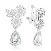 Roslynd Clip on Earrings for Women/Brides, Gifts for Mothers Day, Teardrop Cubic Zirconia Clip Earrings & 14k White-Gold-Plated Cz Earrings for women