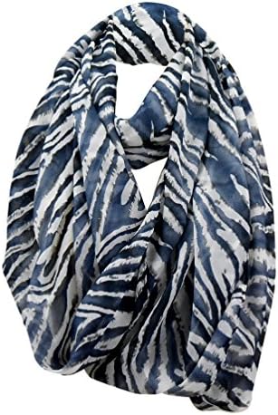 Chiffon Infinity Scarf for Women, Blue Grey Animal Print, One Size