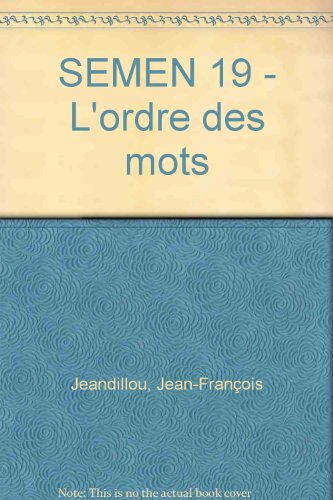 L' ordre des mots