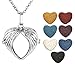 JOVIVI Antique Silver Aromatherapy Essential Oil Diffuser Necklace Wing Heart Locket Pendant with 7 Dyed Multi-Colored Lava Stones
