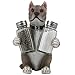 Decorative Pit Bull Glass Salt and Pepper Shaker Set with Holder Figurine in Dog Statues & Sculptures and Pitbull Kitchen Table Decor Gifts for Pet Lovers