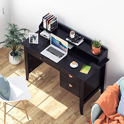 Kealive Computer Desk with 3 Drawers and Hutch Shelf, 47" Executive
