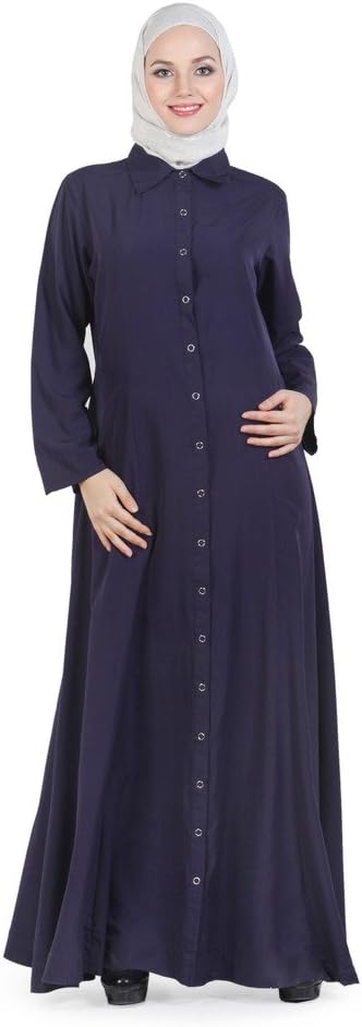 Momin Libas Full Front Button Open Navy Blue Muslim Burqa Abaya & Burkha