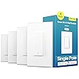 meross Single Pole Smart Switch, 2.4GHz Wi-Fi Light Switch Compatible with Alexa and SmartThings, Requires Neutral Wire Required, Remote Control Schedule, No Hub Required (4 Pack)