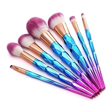 Zafos Unicorn Makeup Brush Set Mermaid Brush, Diamond Makeup Brushes Set,face Makeup Brushes Set For Foundation Eyeshadow Blush Powder Concealer Contour- 7pc Set