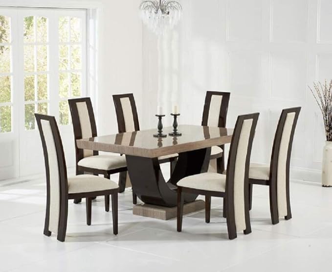Marble Dining Table Set With 6 Chairs Luxury High End Dining Room Furniture Amazon Co Uk Kitchen Home