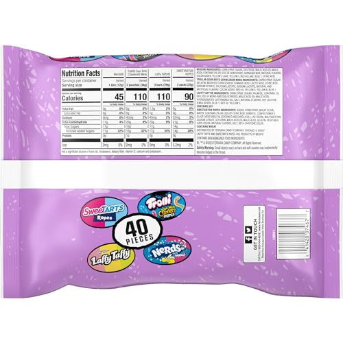 SWEETARTS, TROLLI, LAFFY TAFFY & NERDS EGG FILLER VARIETY BAG, SPRINGTIME CANDY, 16.5 OZ (40 INDIVIDUALLY WRAPPED PIECES)