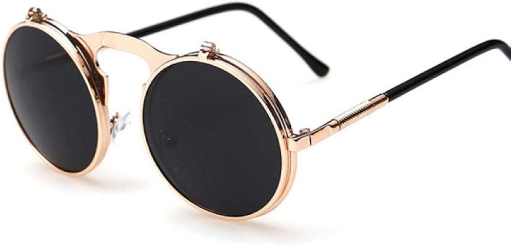 KOLIU Gafas de sol masculinas Hombres Diseñador redondo Steam Punk