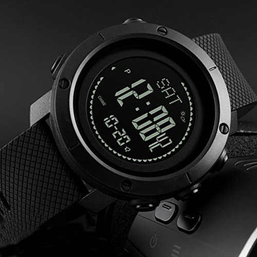 Digital Watch Military Tactical Sports Compass Pedometer Alarm Altimeter Barometer Thermometer Outdoor Army Wrist Watches Black Green - Thumbnail 5