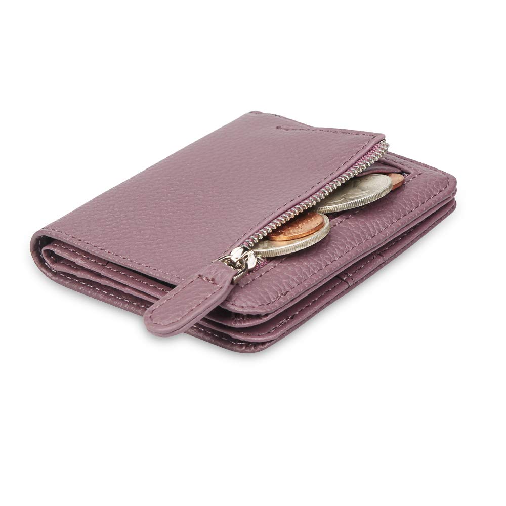 FT FUNTOR Small Wallet for Woman with Card Ladies Bifold Zipper Pocket RFID Blocking Leather Wallet Purse (Light Purple) — image 1