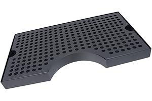 Black Notched Drip Pan Wine Pouring Tray Stainless Steel Black Finish Practical Drainage Type Plate for Kegerator Black Drip 