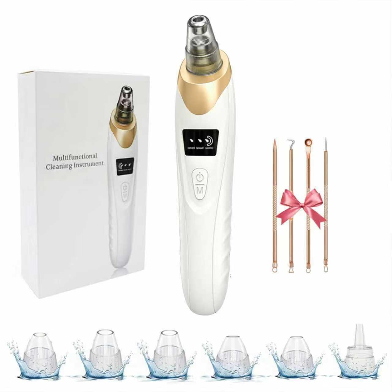 Photo 1 of 2026 Blackhead Remover with 5 Suction Heads & 4 Gold Extractor Needles, Electric Blackhead Vacuum Pore Vacuum for Deep Facial Cleaning, USB Rechargeable for Women & Men-Khaki