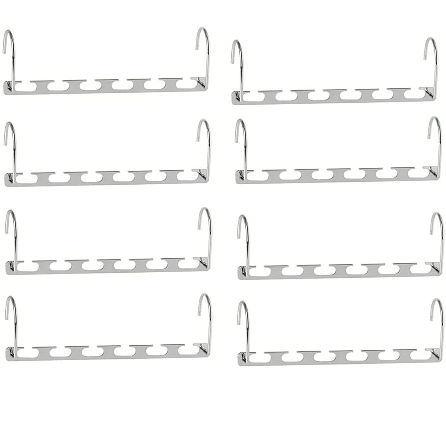 ShopHut Space Saving Metal Hangers Holder Clothing Rack Hanger Multiple Hangers Holder - Magic Space Saver Wardrobe Organiser Hangers (Pack of 8)