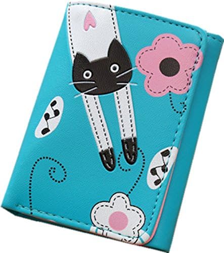 YUNEE Lady's Short Wallet, Funny Printed Cat Small Folded Money Wallet Card Bag