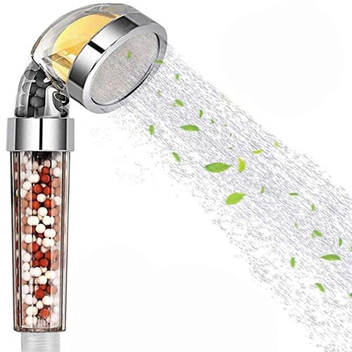 JJA Bath Shower Head, Filtered Showerhead, 3 Water Modes, Body Shower Head, Turbo Charged, Water Saving, High Pressure, Eco-Water Spa Shower Head for Healthy Skin (Transparent)