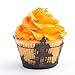 Cupcake Wrappers Haunted House x50pcs. 3 Halloween wraps to choose in shimmering black (Scary Houses)