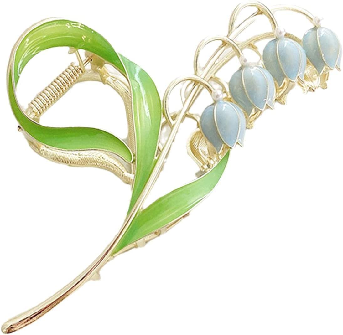 Blue Lily of The Valley Flower Hair Clips, Orchid Hair Clamps,Flowers Metal Hairpin, Lily Flowers Jaw Clamp Hair Styling Hairs Accessories for Thick Thin Hair, Women，Clips and Barrettes