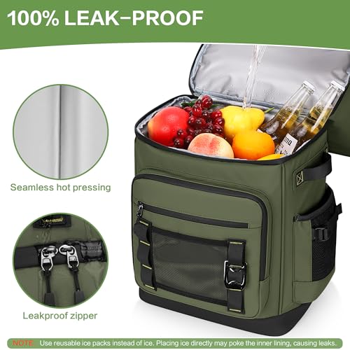 YOUNGOA Mochila Nevera Isotermica a Prueba de Fugas, Expandible Impermeable Mochila Termica Grande Thremal Bolsa Picnic para Hombre y Mujer