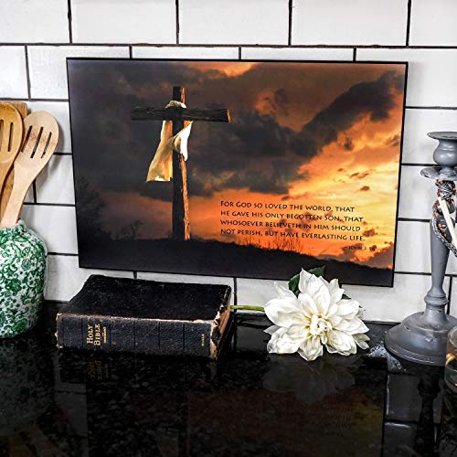 image for LACOFFIO John 3:16 Wooden Art Décor Plaque – Religious Christian Bi
