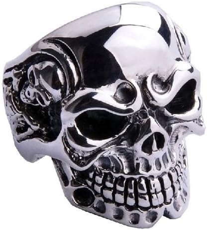 Large Skull Rings for Men .925 Silver Quality Fashion Jewelry for Guys-Size 9