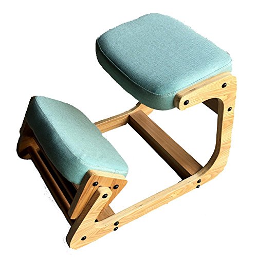 MOMO Adult Learn Computer Chair Solid Wood Lift up and down Student Chair Anti-Humpback Kneeling Chair Meets the Ergonomics Flexure Chair Writing Chair/5 Colors Available,22