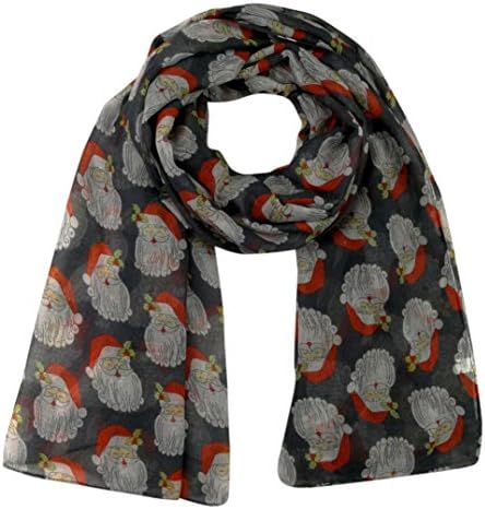 Keepwin Women's Christmas Santa Claus Snowflake Scarf - Lightweight Printed Scarf, Head Scarves, Cosplay Costume