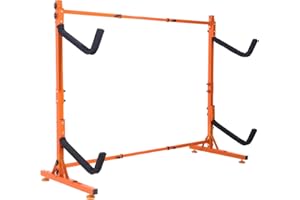 VEVOR Freestanding Kayak Storage Rack, Kayak Stand for 2 Kayak Canoe Paddleboard, Heavy-duty Steel Kayak Hanger Holder with P