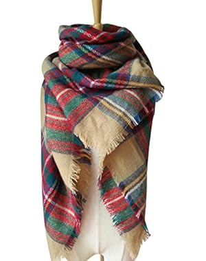 Tartan Blanket Scarf Stylish Winter Warm Pashmina Wrap Shawl for Women