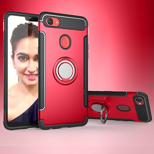 Yhuisen OPPO F7 case,Armor Dual Layer 2 in 1 Protection Case with 360 Degree Rotating Finger Ring Holder and Magnet Car Holder Case for OPPO F7 (Color : Red)