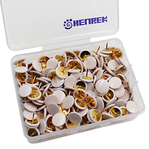 HENREK Push Pins, 3/8-Inch Plastic Round Head, 5/16-Inch Steel Point Thumb Tacks, 300/Box (White) - Thumbnail 5