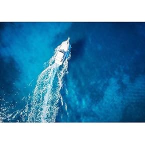 Amazing View to Yacht, Swimming Woman and Clear Water Caribbean Paradise - Removable Wall Mural | Self-Adhesive Large Wallpaper - 66x96 inches