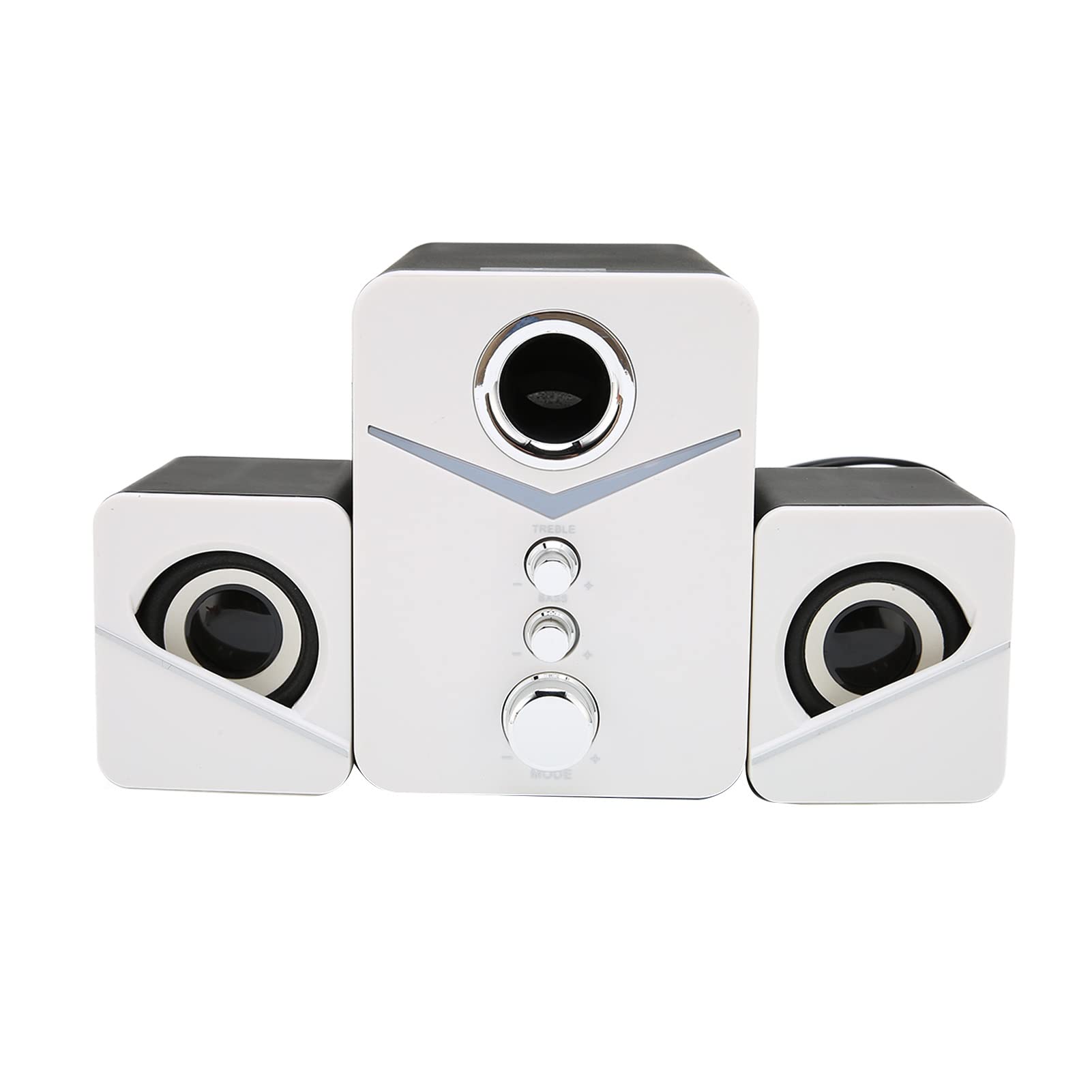 Zunate Bluetooth Speaker, D-221 Bluetooth Computer Speaker with Ice Blue Ambient Light, 3 Speakers, Deep Bass 2.1-Channel Home Theater Speaker System, 3.5mm&USB Input(white)